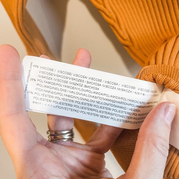 NWT Minkpink Gianna Crisscross Ribbed-Knit Long Sleeve Top - Picture 7 of 7